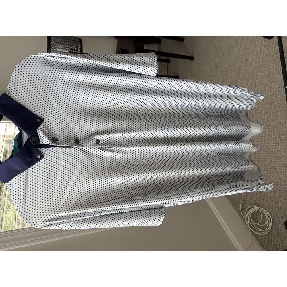 Greyson Men's XXL Polo Shirt White with Navy Blue Collar